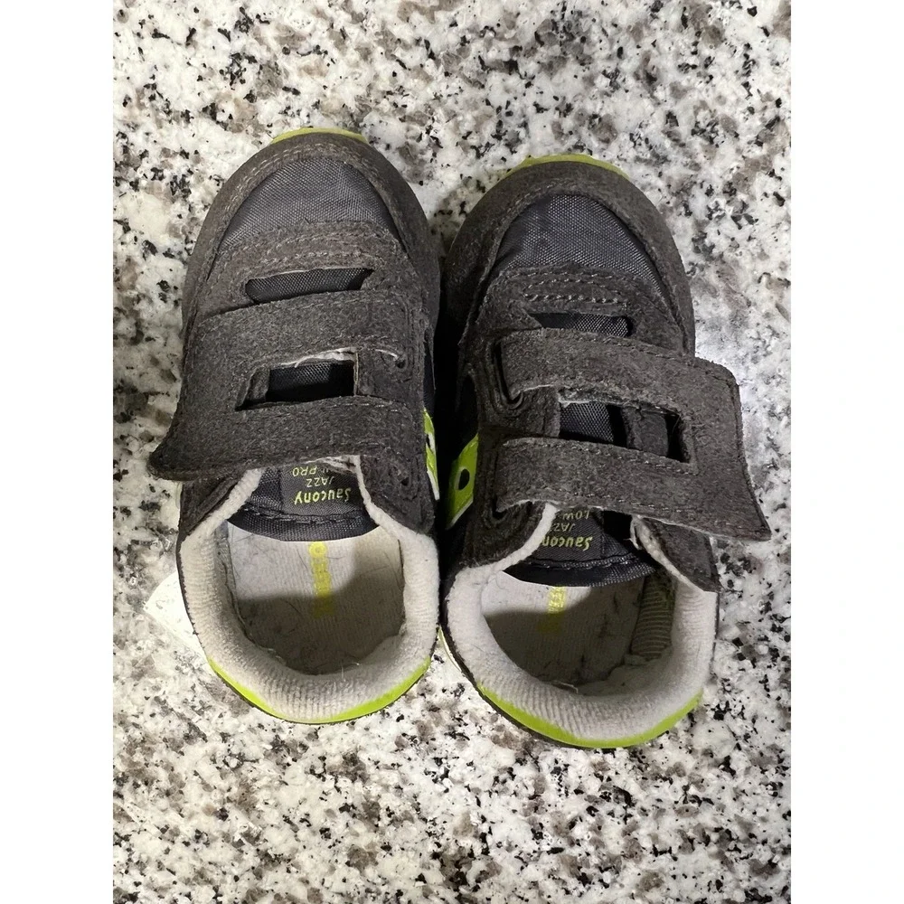 Saucony Kids Baby Jazz Hook & Loop Sneakers Grey Citron Size 4.5M